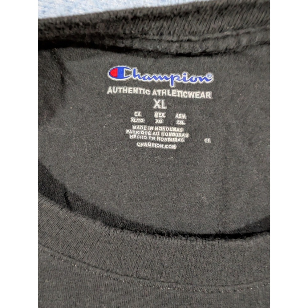 Champion Shirt Mens XL Black Long Sleeve Marble C Logo Script Sleeve Graphic - Picture 4 of 8